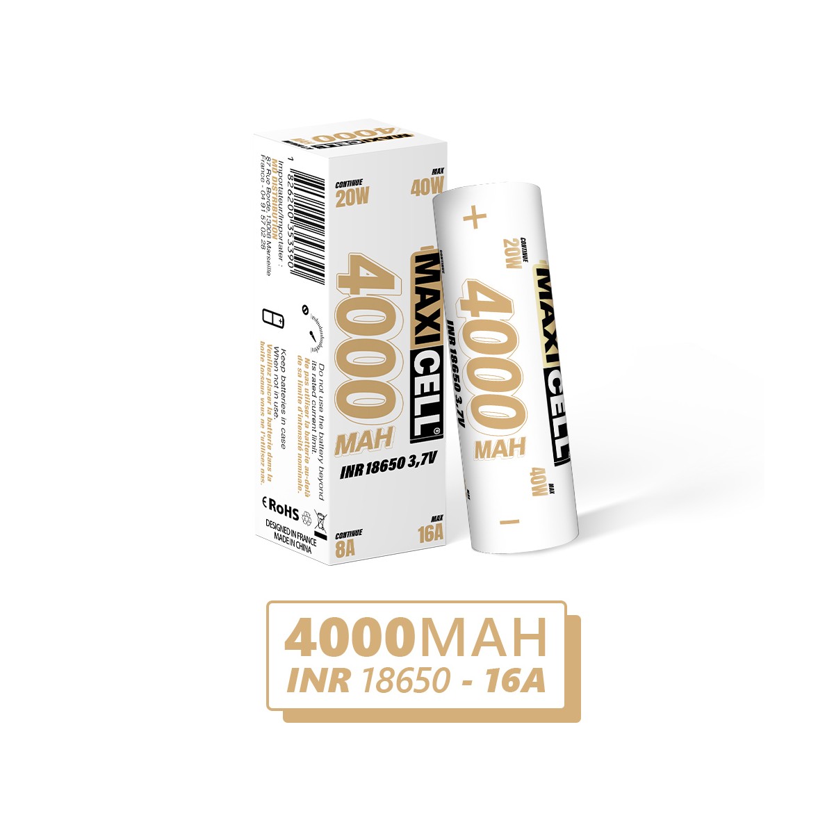 Batería 18650 4000mAh 16A - Maxi Cell